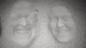It's the hollow mask illusion. Faces In The Snow Optical Illusion