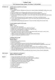 Alternative fair lending analyses appendix n: Lending Manager Resume Samples Velvet Jobs