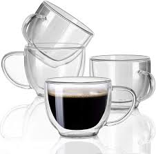 Check spelling or type a new query. Amazon Com Double Wall Glass Expresso Coffee Mugs Set Of 4 7 Oz 200 Ml Insulted Clear Cappuccino Coffee Mugs Tea Cups Kitchen Dining