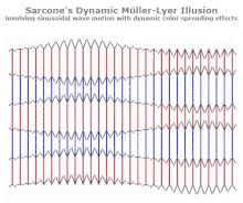 When viewers are asked to place a mark on the figure at the midpoint, they tend to place it more towards the tail end. Muller Lyer Illusion Wikipedia