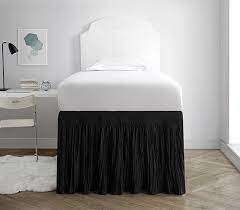 It also adds to the comfort and softness of the bed if you choose the right one for your getting the right bed skirt will definitely help you attain and set up a cozy sleeping haven where you can run into for strength after a long day! One Of A Kind Twin Xl Sized Bed Skirt Panel With Ties Crinkle Design Black College Bedding