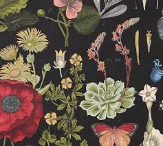 Black And White Floral Fabric By The Yard Fabric By The Yard Poppy Botanical Floral Upholstery Fabric Floral Wallpaper Bedroom White Upholstery Fabric