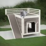 Ciokea Outdoor Cat House Weatherproof, Feral Cat House With Insulated  All-Round Foam Wooden Cat Condos For Winter Outside, PVC Door Flaps(Black