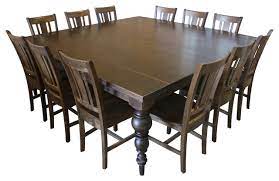This is a series of custom dining room charts that set out proper table and room dimensions for 4, 6, 8, 10 and 12 people. Turned Leg Square Dining Table Set Of 12 Traditional Dining Sets By James And James Furniture Houzz