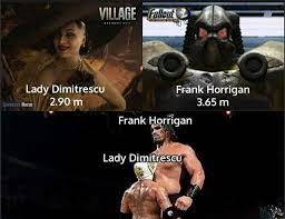 Lady Dimitrescu Frank Horrigan 2 90 M 3 65m Frank Horrigan Lady Dimitrescu Meme Video Gifs Lady Meme Dimitrescu Meme Frank Meme Horrigan Meme