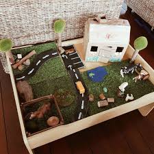 What The Farm Our Train Table Set Up This Week Is A Farm Small World I Noticed Little Miss Gathering All The Anima Train Table Small World Play Small World