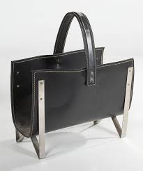 Jacques Adnet Chromed Metal And Leather Magazine Rack 1950s