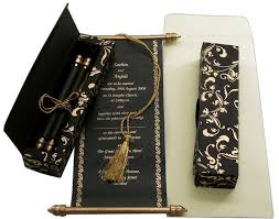Black And Gold Wedding Invitations Scroll Invitations Black Gold Scroll Wedding Invitations Indian Wedding Invitations Wedding Scroll