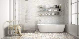 Gray tile floor with white vanity. Break The Bathroom Mold With Fun Bathroom Floor Tiles Precision Decorating