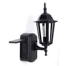 Hampton Bay Coach Style Reversible Exterior Wall Lantern With Built In Electrical Outlet Gfci 3026 Outdoor Post Lights Black Outdoor Wall Lights Wall Lantern
