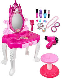 kiddie play pretend play kids vanity table and chair beauty play set with fashion makeup accessories for girls kids vanity girls vanity girls vanity table