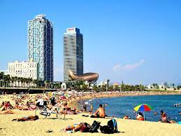 This stretch of beach is located close to downtown barcelona. Barceloneta Beach Barcelona