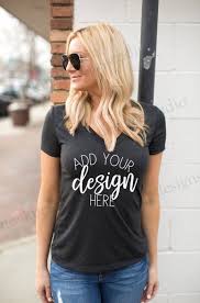 Black V Neck Shirt Mock Up Black Shirt Mock Up Shirt Model Mock Up Black Vneck Model Mock Up Shirt Model Mockup Blac Fashion Black Tank T Shirts For Women