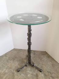 Flywheel Camshaft End Table Steel Car Part Furniture Automotive Decor Metal Plant Stand Accent Industrial Steampunk Frost Auto Car Part Furniture Automotive Decor Metal Plant Stand