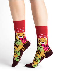 Chaussettes femme pour tous les jours, elles se portent aussi bien avec des chaussures de ville qu'avec des baskets. Chaussettes Coton Femme Chaussettes Motif Tigre Bleuforet