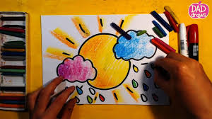 How To Draw A Rainbow Rain Sun And Clouds Art For Kids Youtube Do so using short, curved, overlapping lines.