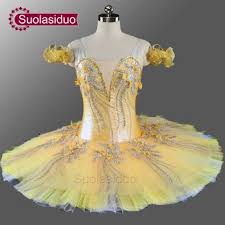 Girls Professional Ballet Tutu Yellow Gold Flower Fairy Pancake Nutcracker Ballerina Dress Pancake Ballet Tutu Sd0076 Ballet Tutu Ballerina Dress Ballet Dress