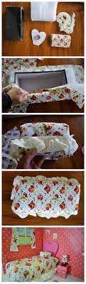 Then lay the material over the top of the wadding. Diy Barbie Bed Out Of A Shoebox Or Cereal Box Be A Fun Mum