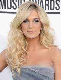 Top 12 Celebrity Blondes Carrie Underwood Hair Side Bangs Hairstyles Long Curly Hair