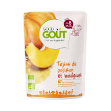 Biberon de 240 ml, (complété éventuellement de farine deuxième âge). Plat Prepare Tajine De Potiron Et Boulgour 8 Mois 190g Good Gout