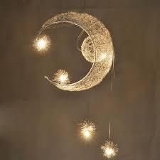 Moon Star Child Bedroom Lighting Pendant Lamp Chandelier Ceiling Crescent Lights Feature Pendant Lights Star Lights Bedroom Star Pendant Lighting