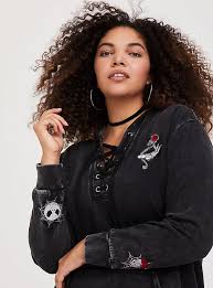 Htf rare torrid black and white nightmare before christmas dress plus size 2. Plus Size Disney The Nightmare Before Christmas Black Lace Up Sweatshirt Torrid