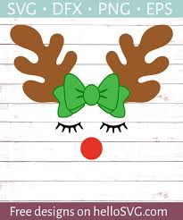 Download Reindeer Face With Bow 2 Svg Free Svg Files Hellosvg Com