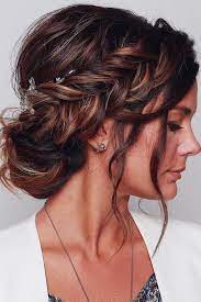 Wedding Hairstyles 2019 Elegant Royal Bun With Side Braid And Loose Curls Blus Wedding Hairstyles For Long Hair Long Hair Styles Prom Hairstyles For Short Hair