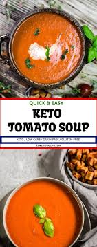 Low Carb Roasted Tomato Basil Soup In 2020 Roasted Tomato Basil Soup Roast Tomato Soup Recipe Tomato Soup Easy