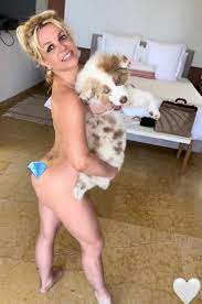 Pregnant Britney Spears poses nude with her dog Sawyer