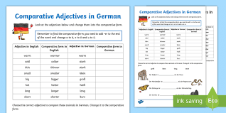Click the checkbox for the options to print and add to assignments and collections. Comparative Adjectives Worksheet Worksheet German
