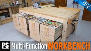 A workbench with storage will not be mobile, beyond a set of wheels on each leg in some cases, but it makes up for it by providing a place for all the tools to be hung or stored in an organized. High Capacity Multi Function Workbench Build Part 4 Youtube