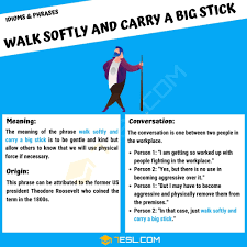 Walk Softly And Carry A Big Stick Meaning And Useful Examples 7 E S L In 2020