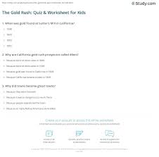 Who settled at fort ross in 1812? The Gold Rush Quiz Worksheet For Kids Study Com