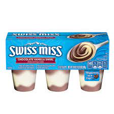 303 cal / 28g fat / 5 carbs / 2g fiber / 11g protein baking instructions: Chocolate Vanilla Swirl Swiss Miss