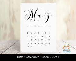Late may typically points the start of the summer vacation season in the united states which ends on labor day, the first monday of. May 2021 Calendar Printable Baby Due Date May 2021 Etsy