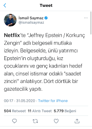 Saymaz'dan haber kaynağını açıklamasını istedi. Teori Dergisi On Twitter Sayin Ismail Saymaz I Netflix Gercegi Ile Yuzlestirecek Bir Paket Hazirladik Introyu Defalarca Atladiginizi Ve Siki Bir Netflix Izleyicisi Oldugunuzu Biliyoruz Netflix In Ideolojik Islevi Sayimizi Adresinize