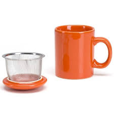 1 pc in inner carton. Omniware Orange Ceramic Infuser Tea Mug With Lid Walmart Com Walmart Com