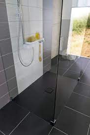 The bathroom floor is poured concrete. Kaldewei