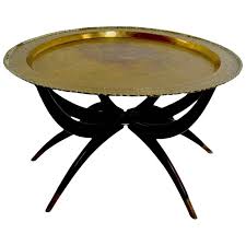 Moroccan Brass Tray Top Spider Leg Table In 2020 Brass Tray Table Brass Tray Spider Leg Table
