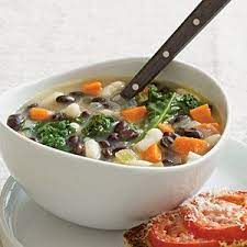 Two Bean Soup With Kale Recipe Recipe Kale Recipes Healthy Vegetarian Recipes Vegetarian Recipes Easy