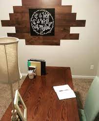 Faux Wood Wall Art Vinyl Self Adhesive Planks Partial Wall Of A Home Office Faux Wood Wall Wood Plank Walls Faux Wood Flooring