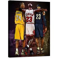 Gallery quality canvas print displays vibrant artwork that is built to. Buy Contemporary Michael Jordan Kobe Bryant Lebron James Canvas Wall Art Basketball Fan Tribute Poster Wall Decor Stretched Ready To Hang For Home And Bedroom Decor24w X 36h Online In