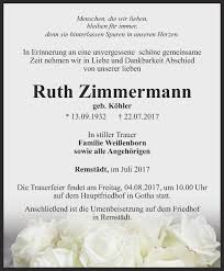 Traueranzeigen von Ruth Zimmermann