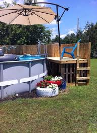 Your diy pool deck project is coming to a final stage, it's time for decking. Pallet Pool Deck Pallet Pool Deck The Post Pallet Pool Deck Appeared First On Pallet Diy Pallet Pool Above Ground Pool Decks Diy Pool