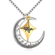Power Wing I Love You To The Moon And Back Mom Pendant Necklaces Moon Necklace Pendant Gift Necklace