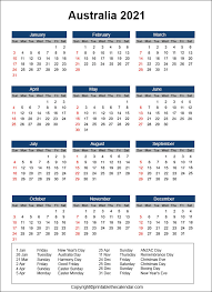 This yearly calendar is ready to print, in a4. Australia Calendar 2021 With Holidays Free Printable Template Printable The Calendar