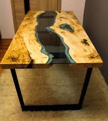Live Edge River Table With With Blue Epoxy Resin Table Resin Furniture Live Edge Table