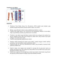 Trombosis vena dalam paling sering terjadi di kaki atau panggul, tetapi kadang juga di lengan. Doc Trombosis Vena Dalam Hadi Wijaya Academia Edu