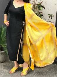 Black And Yellow Suit Design Pintrest Dixna Deol Black Punjabi Suit Indian Women Fashion